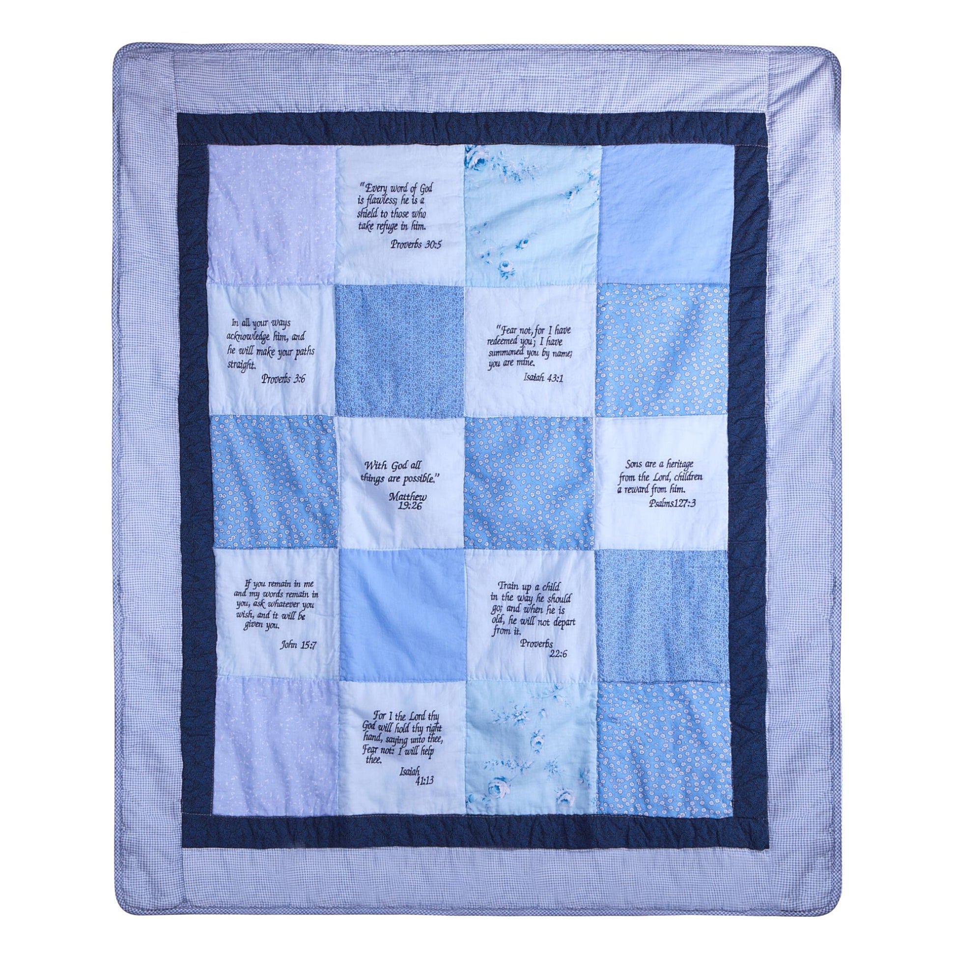 Stuff4Tots Bible Verse Baby Quilt - Beautiful Cotton Blanket Embroidered with Scriptures – Unique Christian Gifts for Baptism or Baby Shower