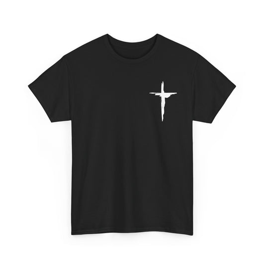Cross of Grace | Unisex Christian T-Shirt with Minimalist White Cross | Faith-Based Religious Apparel