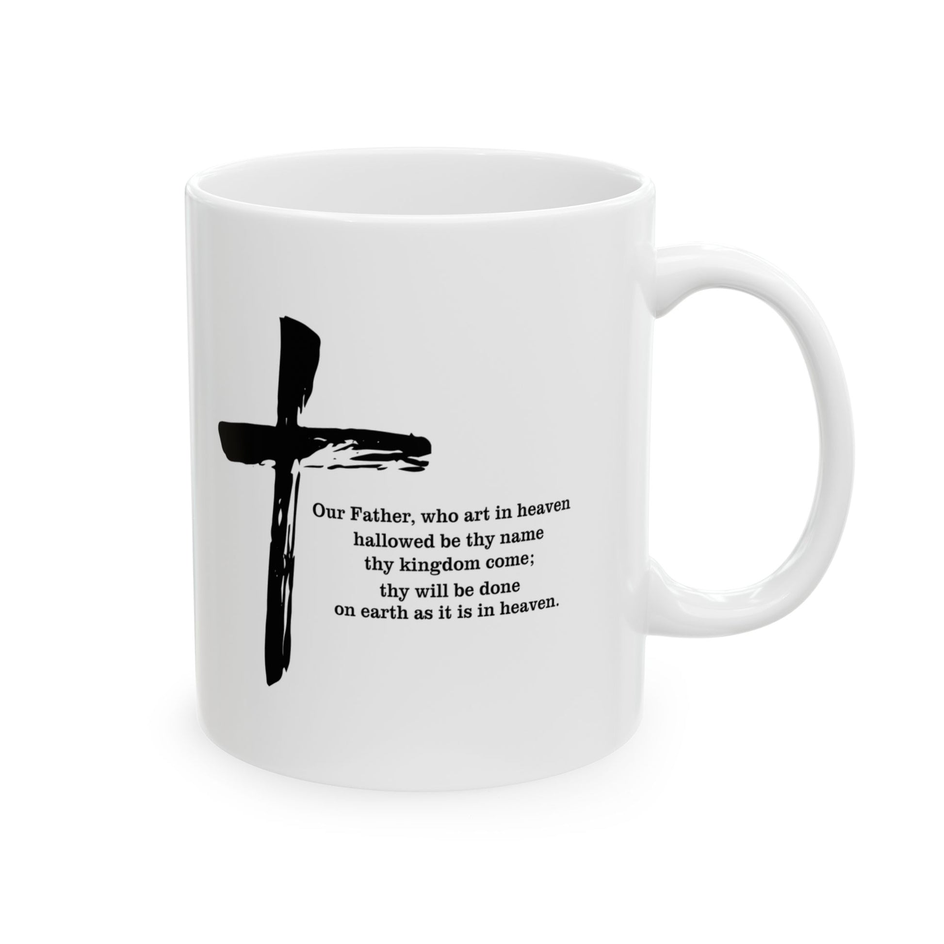 The Lord’s Prayer Mug | Matthew 6:9-13 Bible Verse Coffee Cup | Christian Gift with Cross Design