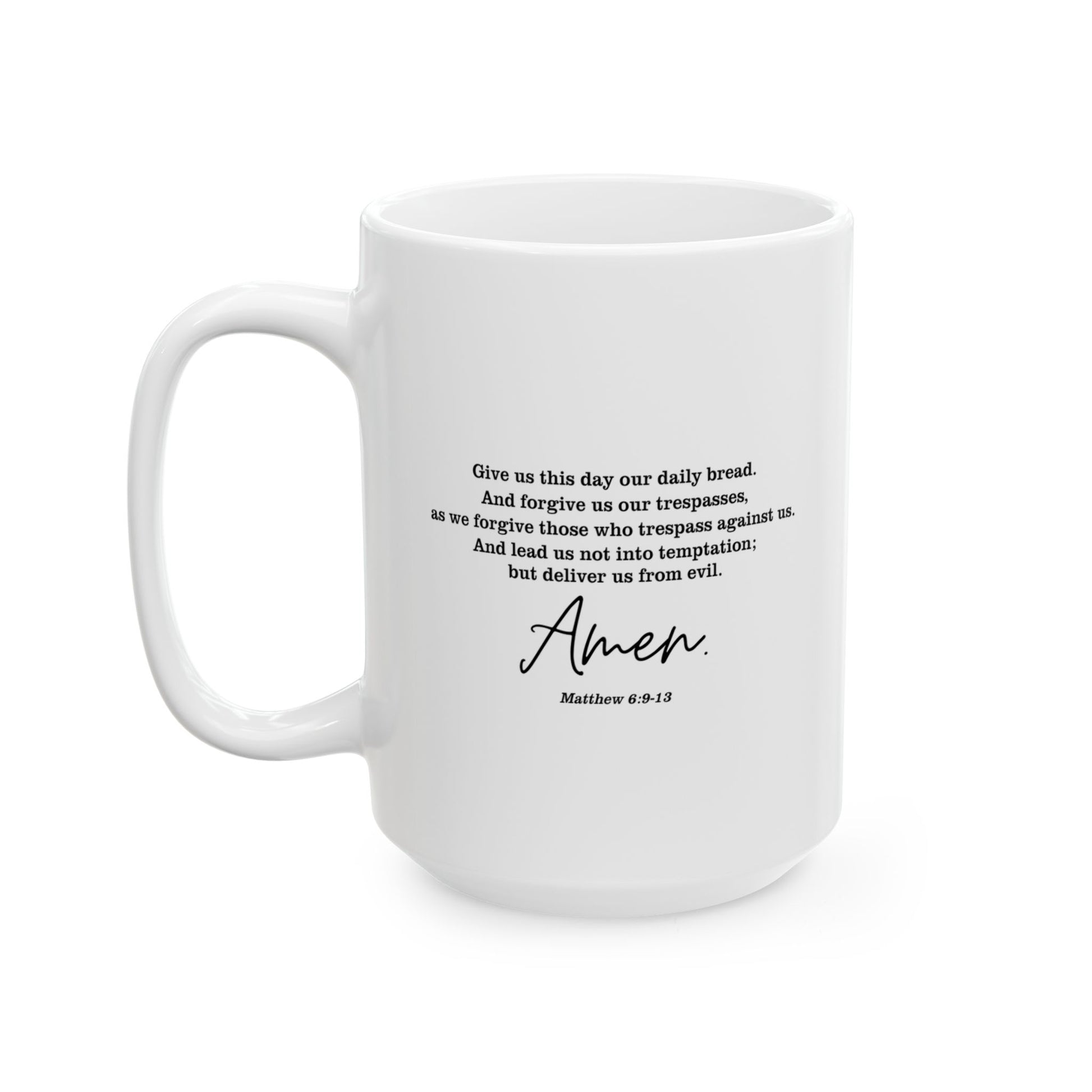 The Lord’s Prayer Mug | Matthew 6:9-13 Bible Verse Coffee Cup | Christian Gift with Cross Design