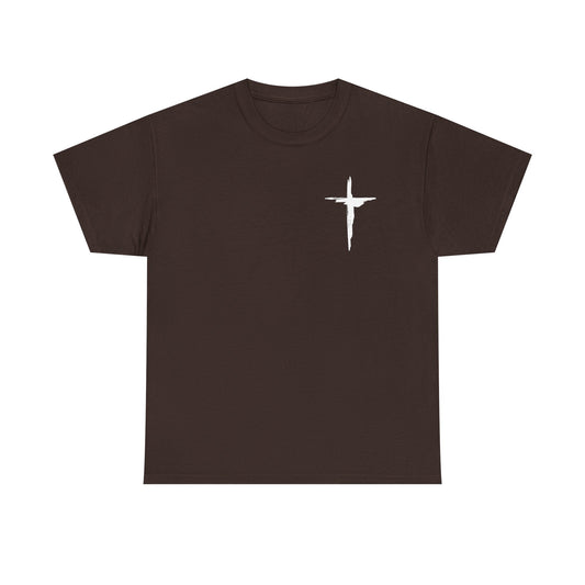 Cross of Grace | Unisex Christian T-Shirt with Minimalist White Cross | Faith-Based Religious Apparel