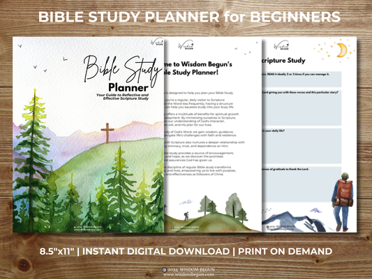 Printable Bible Study Planner - Bible Study Guide and Template - Beginner Bible Study Journal