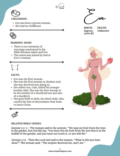 Bible Character Sheets